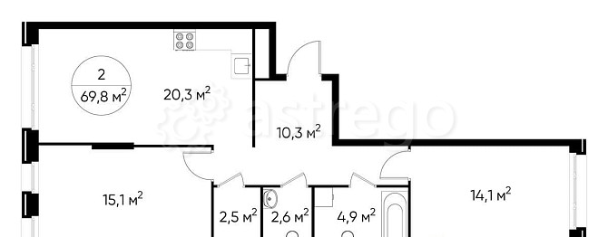 2-комн. квартира, 69 м2, 2/17 эт. Москва - изображение 1
