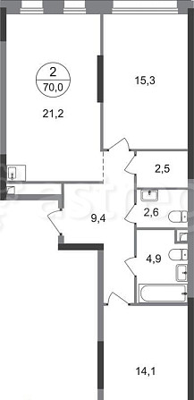2-комн. квартира, 70 м2, 2/17 эт. Москва - изображение 1