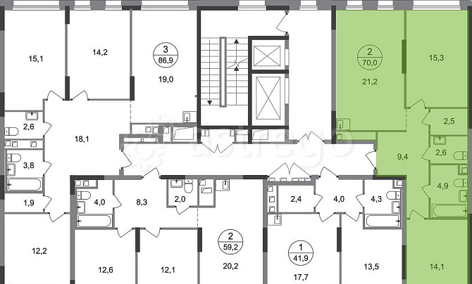 2-комн. квартира, 70 м2, 2/17 эт. Москва - изображение 10
