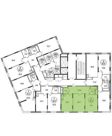 2-комн. квартира, 56 м2, 15/17 эт. Москва