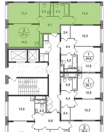 2-комн. квартира, 57 м2, 3/17 эт. Москва - изображение 4