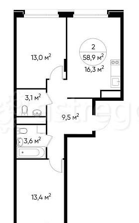 2-комн. квартира, 58 м2, 5/17 эт. Москва - изображение 1