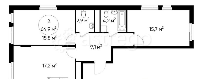 2-комн. квартира, 64 м2, 12/17 эт. Москва - изображение 1