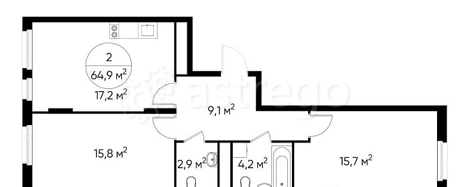 2-комн. квартира, 64 м2, 9/17 эт. Москва - изображение 1