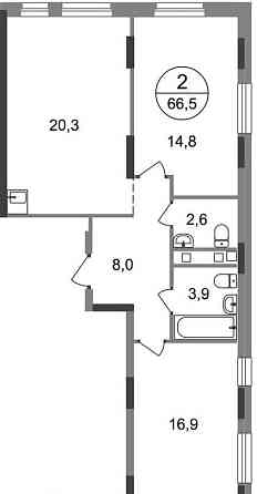2-комн. квартира, 66 м2, 11/17 эт. Москва