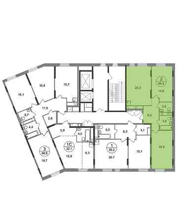 2-комн. квартира, 66 м2, 11/17 эт. Москва