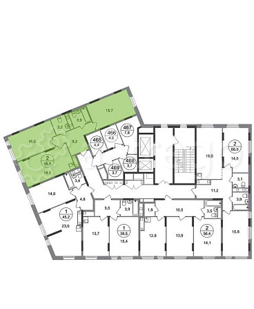 2-комн. квартира, 66 м2, 12/17 эт. Москва - изображение 4