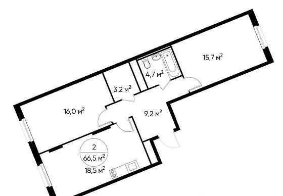 2-комн. квартира, 66 м2, 16/17 эт. Москва