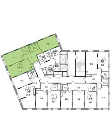 2-комн. квартира, 66 м2, 5/17 эт. Москва