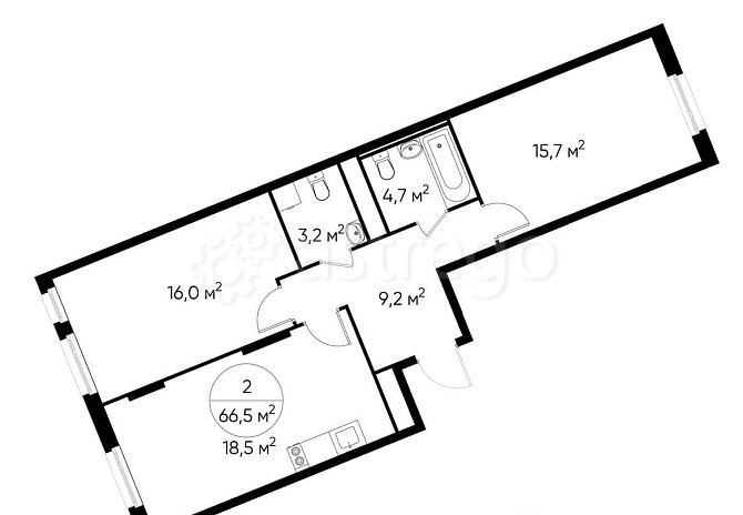 2-комн. квартира, 66 м2, 5/17 эт. Москва - изображение 1