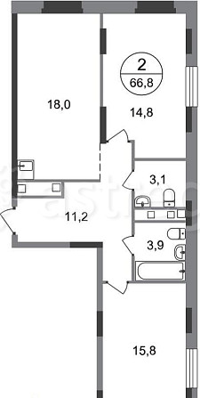 2-комн. квартира, 66 м2, 11/17 эт. Москва - изображение 1