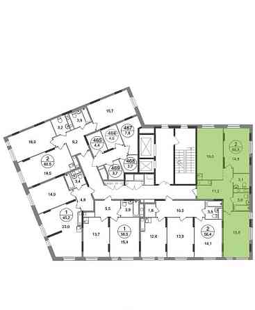 2-комн. квартира, 66 м2, 12/17 эт. Москва