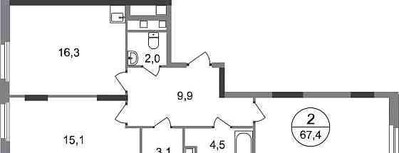 2-комн. квартира, 67 м2, 10/17 эт. Москва