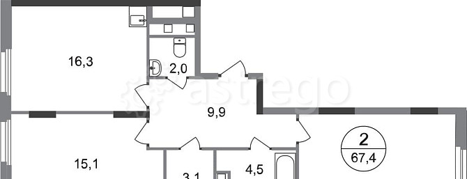 2-комн. квартира, 67 м2, 10/17 эт. Москва - изображение 1