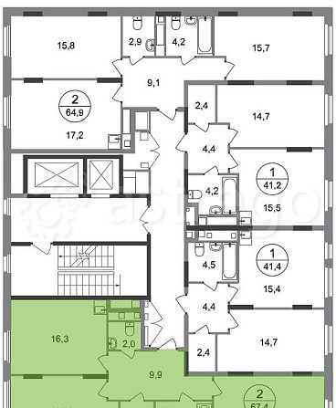 2-комн. квартира, 67 м2, 10/17 эт. Москва - изображение 4