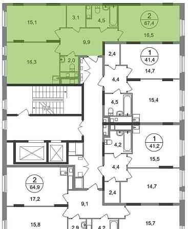 2-комн. квартира, 67 м2, 12/17 эт. Москва