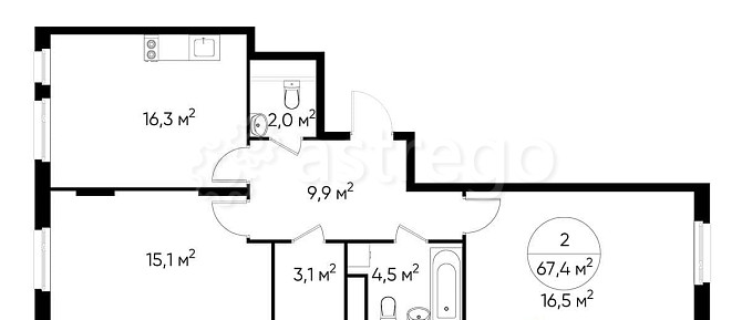 2-комн. квартира, 67 м2, 14/17 эт. Москва - изображение 1