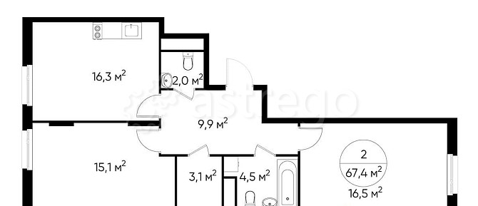 2-комн. квартира, 67 м2, 17/17 эт. Москва - изображение 1