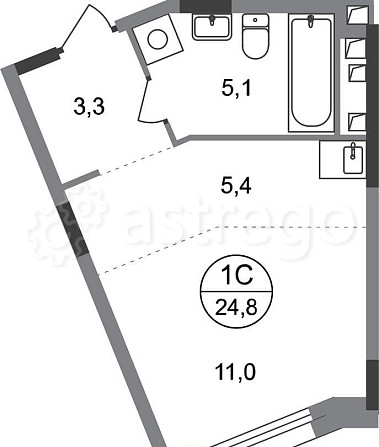 Студия, 24 м2, 2/17 эт. Москва - изображение 1