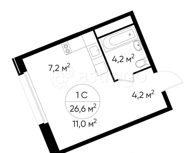 Студия, 26 м2, 6/17 эт. Москва - изображение 1