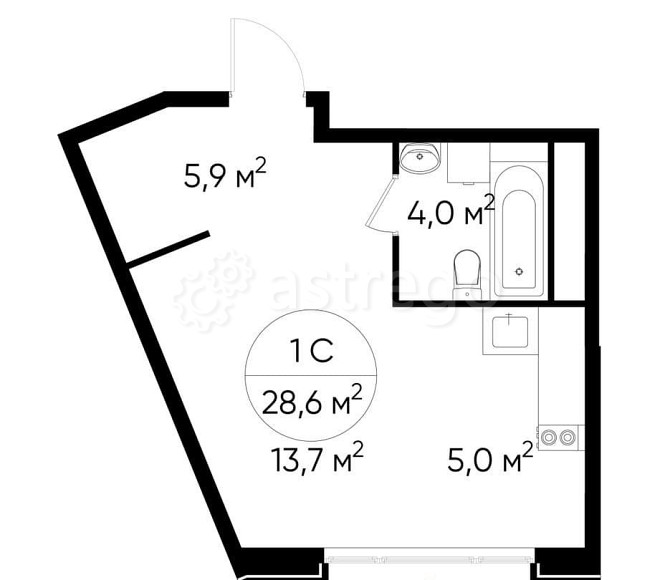 Студия, 28 м2, 2/17 эт. Москва - изображение 1