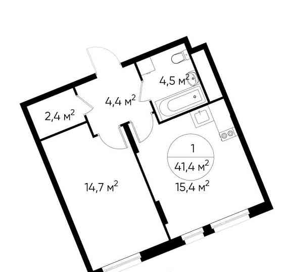 1-комн. квартира, 41 м2, 12/17 эт. Москва