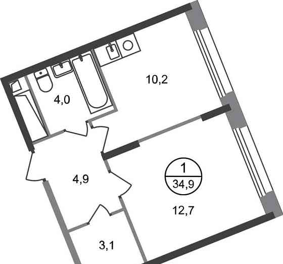 1-комн. квартира, 34 м2, 6/17 эт. Москва