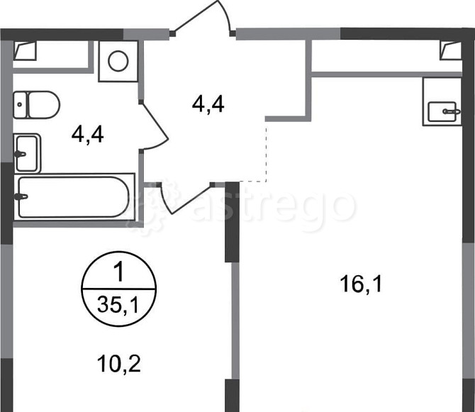 1-комн. квартира, 35 м2, 5/17 эт. Москва - изображение 1