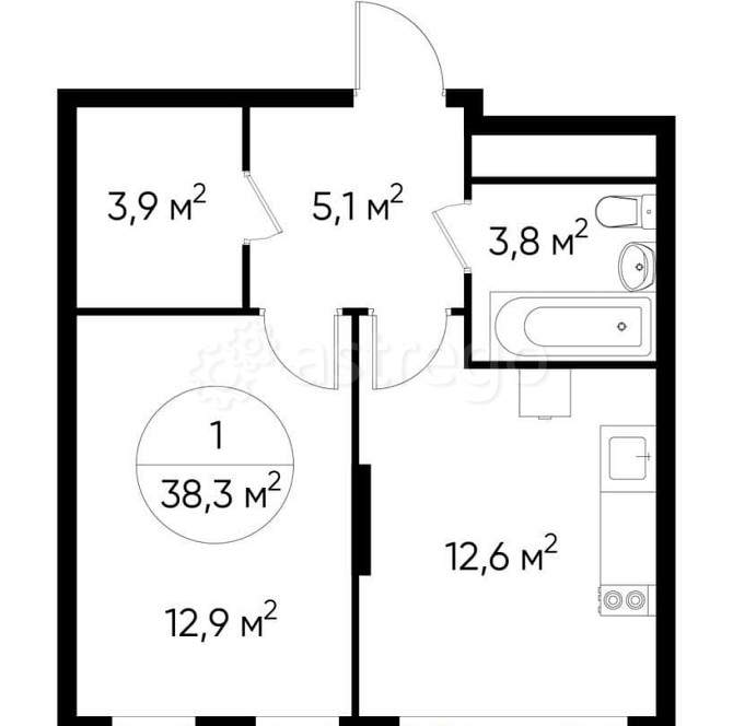 1-комн. квартира, 38 м2, 12/17 эт. Москва - изображение 1