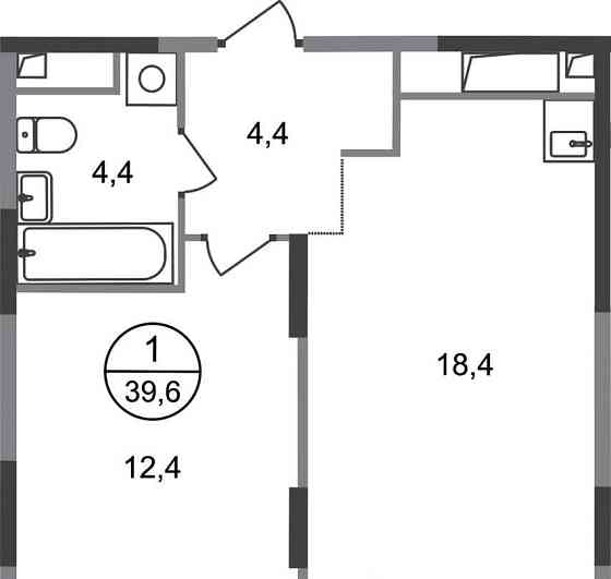 1-комн. квартира, 39 м2, 12/17 эт. Москва