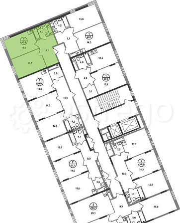 1-комн. квартира, 40 м2, 14/17 эт. Москва - изображение 3