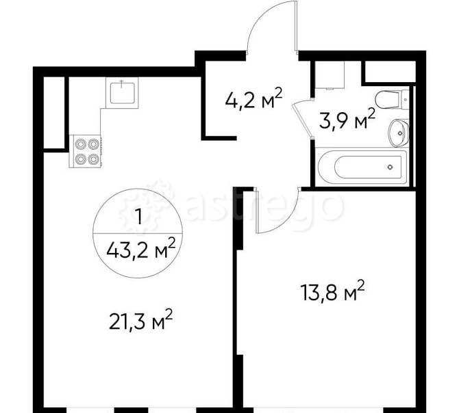 1-комн. квартира, 43 м2, 6/17 эт. Москва - изображение 1
