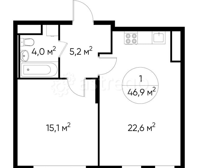 1-комн. квартира, 46 м2, 9/17 эт. Москва - изображение 1