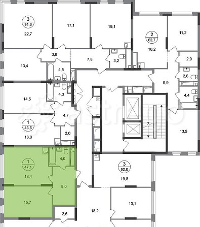 1-комн. квартира, 47 м2, 8/17 эт. Москва - изображение 10