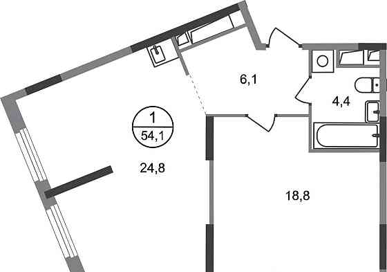 1-комн. квартира, 54 м2, 10/17 эт. Москва