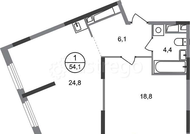 1-комн. квартира, 54 м2, 10/17 эт. Москва - изображение 1