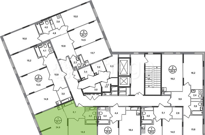 1-комн. квартира, 54 м2, 13/17 эт. Москва - изображение 3