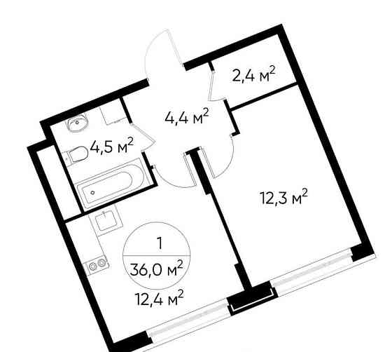 1-комн. квартира, 36 м2, 3/17 эт. Москва