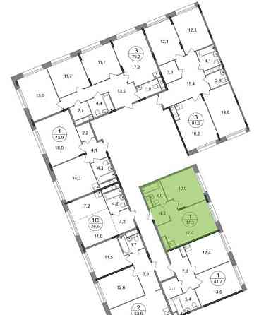 1-комн. квартира, 37 м2, 3/17 эт. Москва