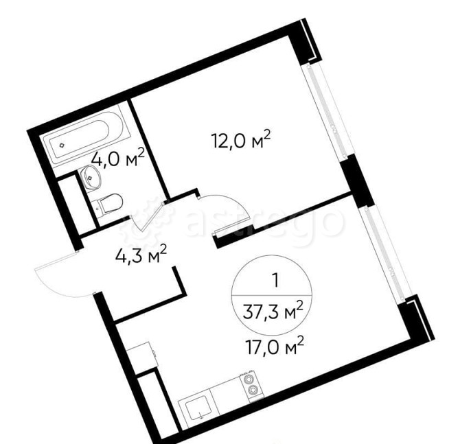 1-комн. квартира, 37 м2, 4/17 эт. Москва - изображение 1