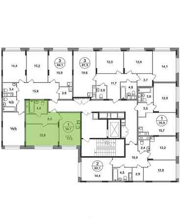 1-комн. квартира, 38 м2, 2/17 эт. Москва