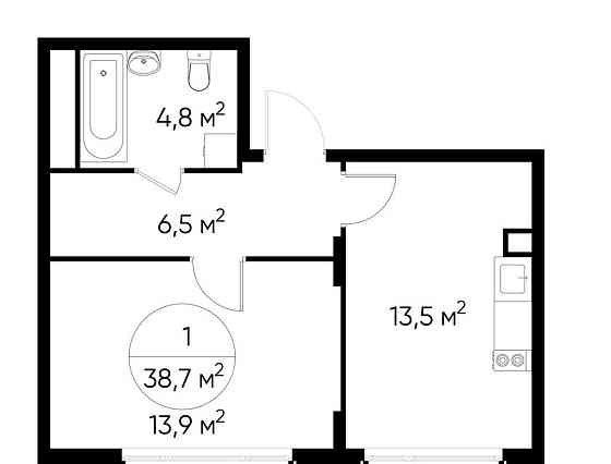 1-комн. квартира, 38 м2, 2/17 эт. Москва