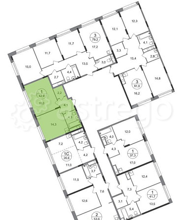 1-комн. квартира, 42 м2, 3/17 эт. Москва - изображение 4