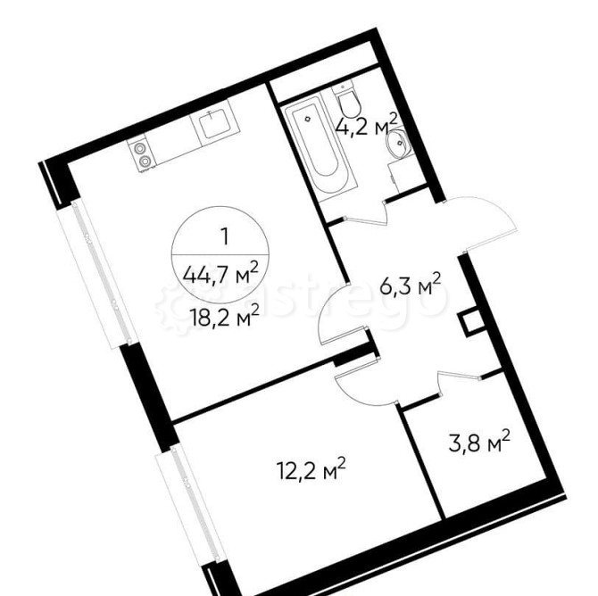 1-комн. квартира, 44 м2, 2/17 эт. Москва - изображение 1