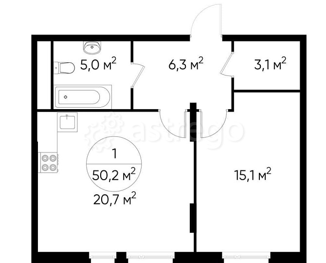 1-комн. квартира, 50 м2, 5/17 эт. Москва - изображение 1
