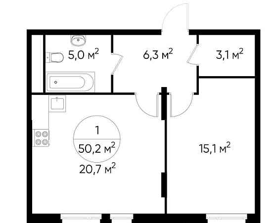 1-комн. квартира, 50 м2, 9/17 эт. Москва