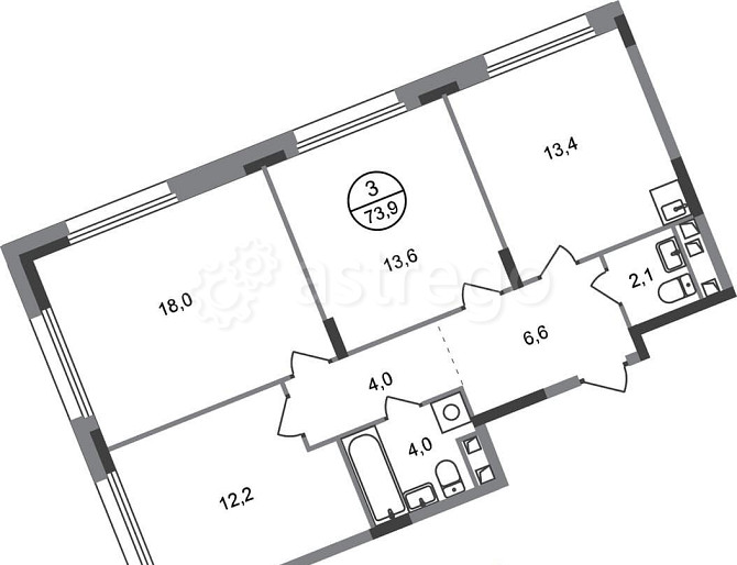 3-комн. квартира, 73 м2, 2/17 эт. Москва - изображение 1