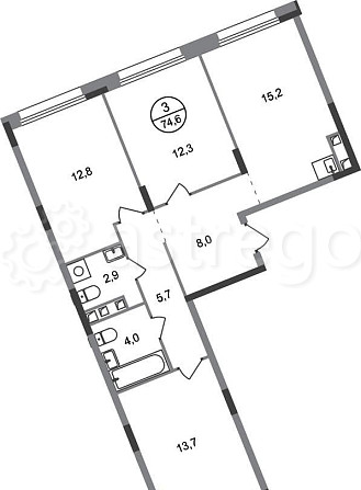 3-комн. квартира, 74 м2, 2/17 эт. Москва - изображение 1