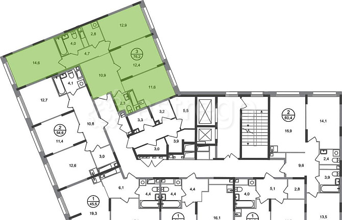 3-комн. квартира, 76 м2, 6/17 эт. Москва - изображение 3