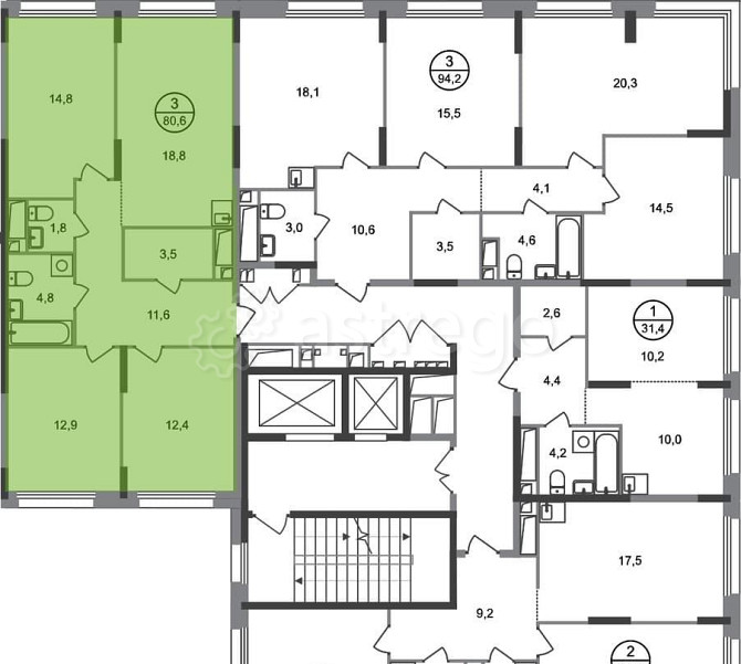 3-комн. квартира, 80 м2, 7/17 эт. Москва - изображение 4